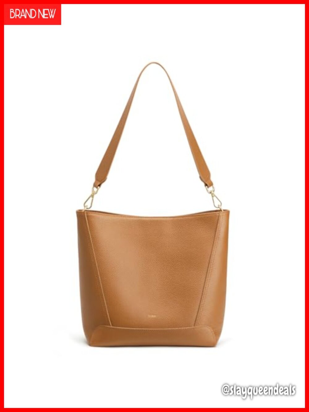 Top Grain Leather Bucket Bag with Two Straps